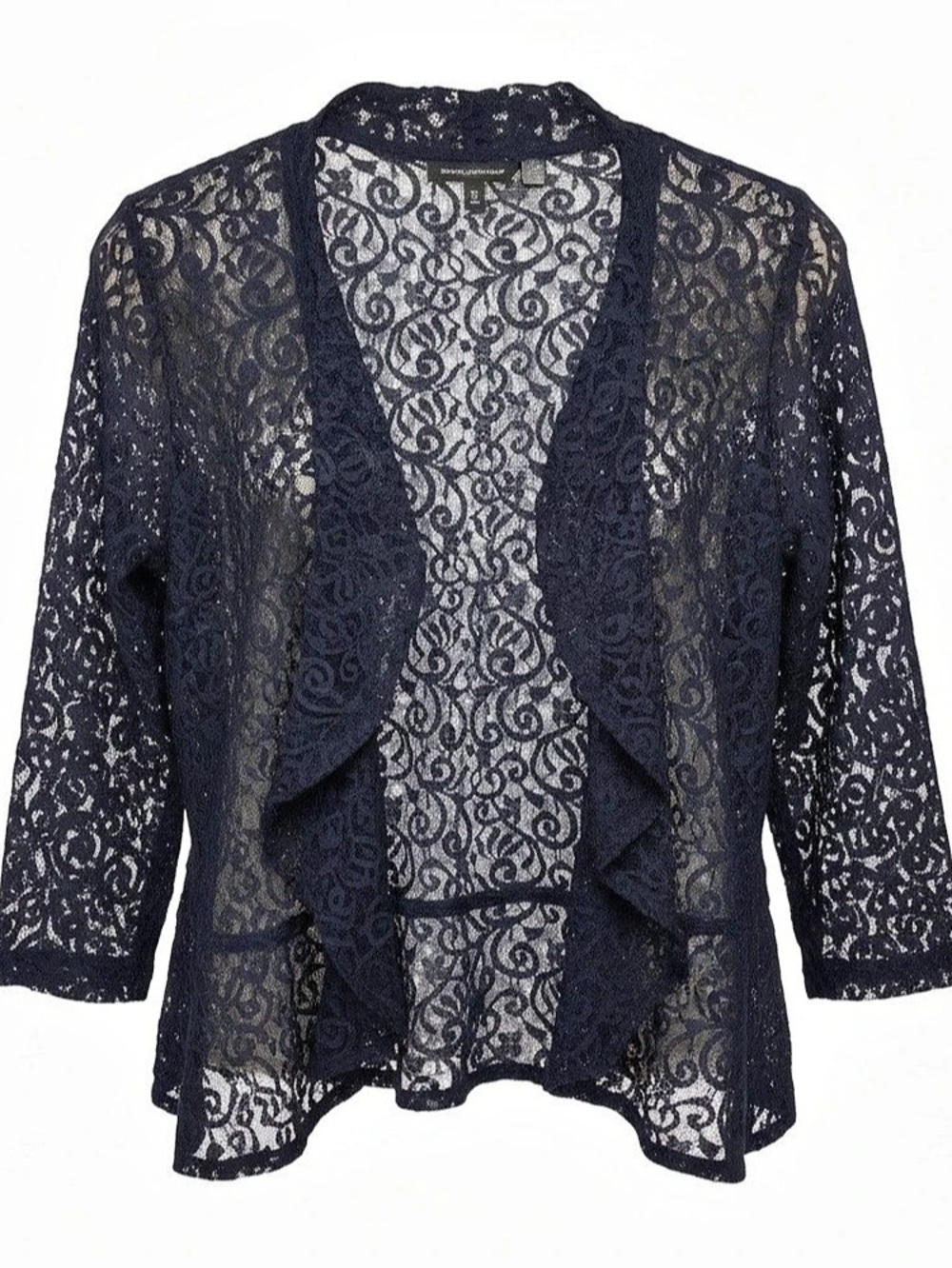 Nina Leonard Lace Open Front Jacket in Blue Size Small NWT